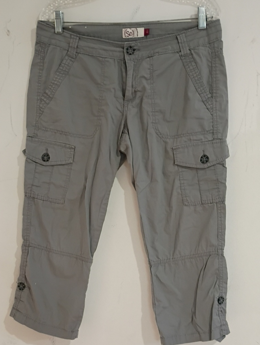 SO Women's Gray Cargo Capris